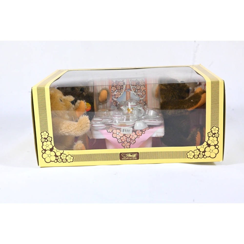 Steiff Bear Tea Set Knopf Im Ohr West Germany Miniature Set NIB Vintage LIMITED